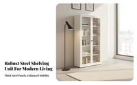 Dustproof Glass Door Storage Cabinet Large Capacity Glass Door Display Case Sturdy and Long-Lasting Bookcase Heavy Load-Bearing for Book Lovers, Homeowners, Collectors, Study Room, Balcony, Home Office, Retail Stow