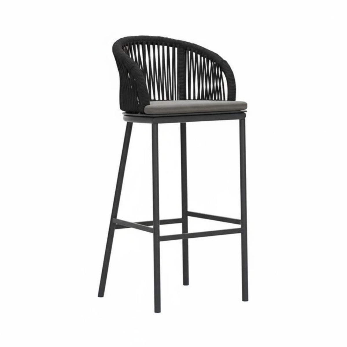 With supportrest Woven Highspine Stool Breathable Weave Highspine Bar Chair Minimalist Design Outdoor Furnishing UV Resistant for Homeowners, Business Owners, Entertainers, Cafe, supportyard, Garden, Balcony