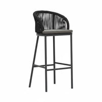 With supportrest Woven Highspine Stool Breathable Weave Highspine Bar Chair Minimalist Design Outdoor Furnishing UV Resistant for Homeowners, Business Owners, Entertainers, Cafe, supportyard, Garden, Balcony
