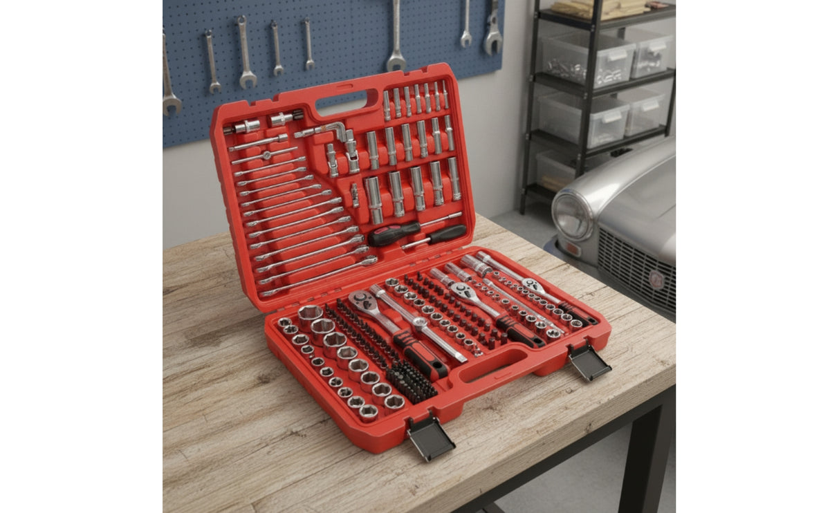 216 Pieces Ratchet Wrench Set Chrome-Vanadium Mechanics Tool Set with Case 72-Tooth for Amateur Mechanics, Auto Repair, Garage, Roadside Emergency