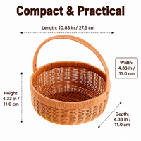 Small Basket with Integrated Handles, Lightweight Polywicker Fruit Basket, Empty Gift Baskets for Groceries & Storage