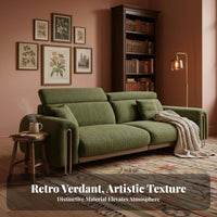 Curved olive Sofa Removable and cleanable Cover Living Room Furniture Wabi-Sabi design Upholstered Couch for Homeowners, duos, Lounge Area, Apartment