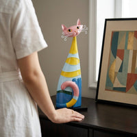 Abstract Cat Sculpture Elegant Nordic Cat Figurine Modern Home Decoration for Entryway