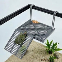 Turtle Basking Platform with Ramp Adjustable Hanging Turtle Platform with Suction Cups for Reptile Keepers