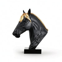 Modern Horse Head Sculpture Resin Horse Statue with Pedestal Art Classic for Interior Designers, Entryway