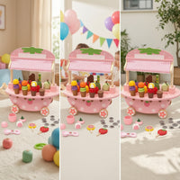 Wooden Toy Ice Cream Cart Pastel Ice Cream Cart Toy Imaginative Interactive for Children, Toddlers, Children, Playroom