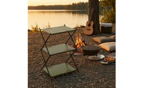 Three Tier Folding Storage Rack Easy to Set up Portable Storage Shelf Sturdy Foldable Shelving Unit