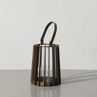 Lantern with Glass Insert Open Frame Wire Cage Lantern Cage Candle Holder Decorative Tabletop for Living Room, Entryway