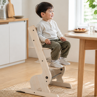 Baby Highchair, Growing Children's Highchair Height-Adjustable, Baby Chair from Natural Material with Harness and Removable Tray, 79x46x49cm