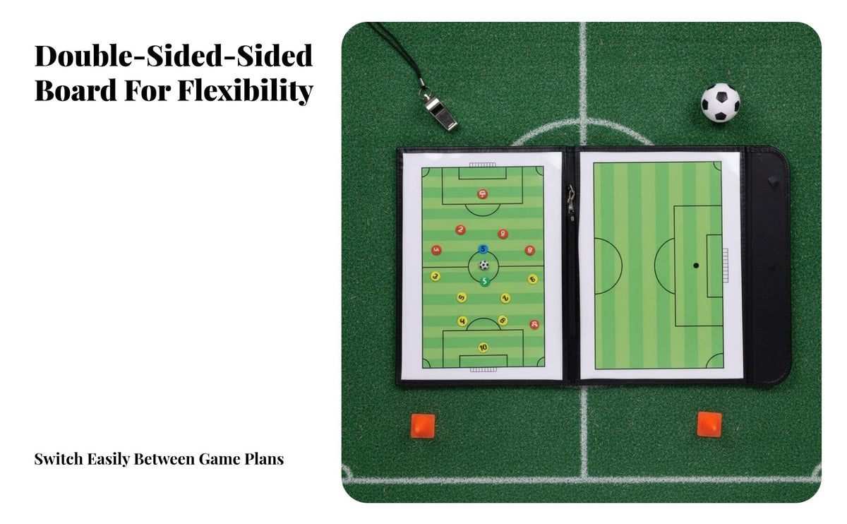 Portable Football Coaching Board Double-Sided Attractable Soccer Coaching Board Zippered Pouch for PE Teachers, Game Day, Sideline