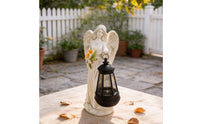 Decorative Angel Figurine with Lantern Light-up Angel Statue Hanging Sculpture Solar-Powered for Patio