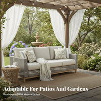 Waterresistant Woven Sofa and Chair Set sunlight-resistant Outdoor Furnishings Weather-Resistant Patio Seating Group includingh pads for Homeowners, Families, Hospitality Professionals, Terrace, Sunroom, Balcony, Backyard