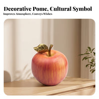 Red Finish Desktop Apple Decor Gold Stem Artificial Apple Ornament for Home Display