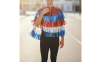 Independence Day Tassel Cape Shiny Lustrous Finish USA Patriotic Party Outfit