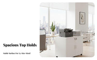 Mobile on casters Wheeled Printer Cart Space-Saving Design Rolling Printer Cabinet Sturdy Construction Office Furniture sturdyDuty Frame for Students, Study Room, Workspace, Under Desk