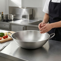 Hot Pot Vessel with Handles Flat Base Stainless Steel Pot Three Ply Cookware for Tabletop Dining