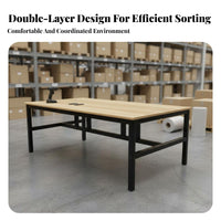 Heavy Duty Packing Table Thickened Steel Frame Double Layer Work Stable Surface and Sturdy Heavy Duty Work Bench for Mechanics, Garage, Basement