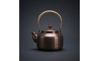 Antique Tea Kettle with Red Knob Vintage Copper Kettle Heat-Resistant Copper Teapot with Wrapped Handle Ergonomic for Table Service