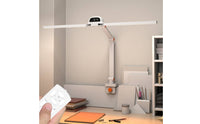 Flicker-without Double Head Desk Lamp Stepless Dimming LED Swing Arm Desk Lamp Timer Function Clamp-on Study Light Digital Clock Display for Home Office