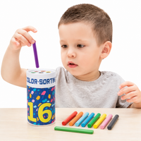 Wooden Shape Sorter, Color Sorter Sorting Cylinder for 4-6 Years, 10×10×16.5cm Multi-Color