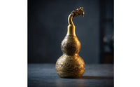 Gourd Ornament with Animal Finial Decorative Brass Gourd Traditional Figurine for Collectors