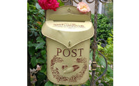 Wall Mount Mailbox Distressed Finish Vintage Wall Mailbox Weather Resistant European Design Post Box for Outdoor, Front Porch, Entryway
