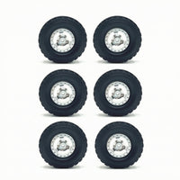6 Pieces 1:12 1:16 RC Wheel and Tire Set Rugged Surface Design RC Wheels with Metal Hubs Rough-Terrain