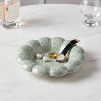 Terrazzo Finish Band Dish Light High-End Ceramic Jewelry Tray Elegant Design Ceramic Jewelry Plate for Women, Nightstand, Entryway, Washroom