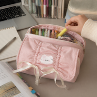 Cute Cat Bow Pencil Case for Students, Large Capacity Stationery Pouch