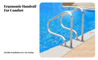 Swimming Pool Handrail Rust Resistant Stainless Steel Pool Rail Heavy Duty Deck Mount Handrail for Swimmers, Children, Poolside, Water Park, Spa