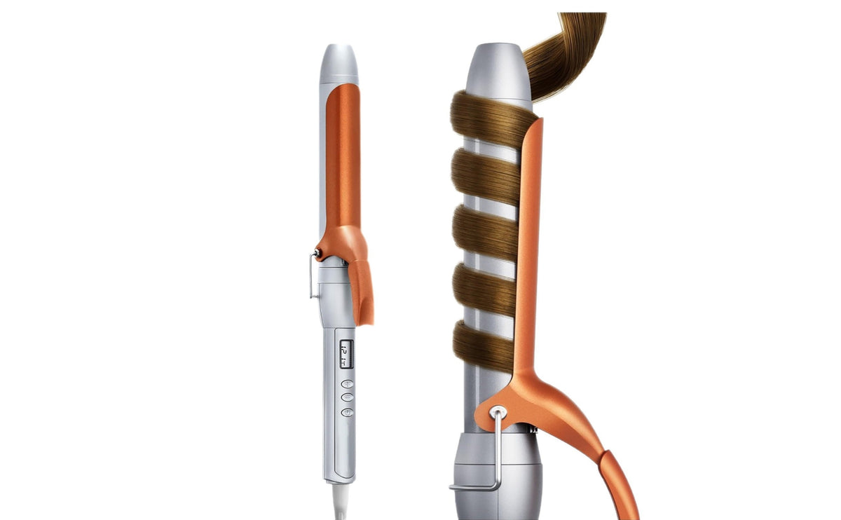 Ceramic Coating Curling Iron Anti-Scald Hair Curler with Clamp Adjustable Temperature Curling Wand Swivel Cord for Home Styling, Salon