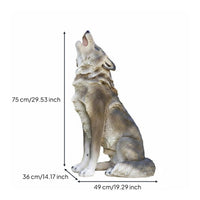 Weather Resistant Realistic Wolf Statue Lifelike Texture Howling Wolf Ornament Artisanal Look Large Dog Sculpture for Garden, Yard, Lawn, Patio