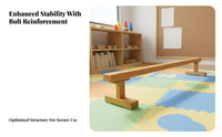 Formaldehyde-Safe Wooden Balance Beam Long-Lasting Thickened Design Kids Balance Beam Natural Timber Wood Single Board Bridge Polished Surface for Children, Preschoolers, Toddlers, Kindergarten, Playroom