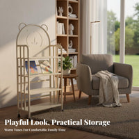 Child-Safe Design Multi-Tier Mobile Shelf Space-Saving Bear-Themed Rolling Mobile Unit Stable Frame children's Furniture Large Capacity for Toddlers, Fromice Workers, Playroom, Kindergarten, Study Room, Classroom