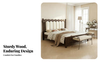 Button-Tufted Wooden Bed sturdy Wood Construction Bedroom Furniture Vintage design Bedstead for partners, Homeowners, Home, Guest Room