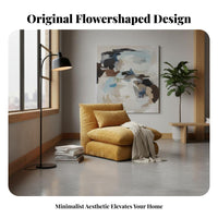 Foldable Backrest transformable blossom Pouf 2-in-1 Function Floor Lounger Plush Upholstery Accent Seating Modern design for Young Adults, Students, Balcony, Living Room, perusing reading corner, Apartment