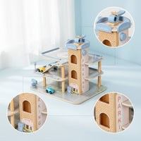 Pastel Wooden Parking Garage Playset Parking Garage with Ramps Smooth Play Set Compatible for Children, Toddlers, Daycare