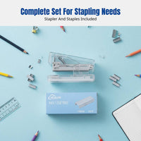 Mini Stapler Set, Transparent Design, Staple Remover, Student Stationery Kit, Portable Office Supplies