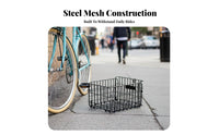 Large Capacity Foldable Rear Bike Basket Heavy Duty Folding Rear Bike Basket Safety Reflector for Commuters, Shopping