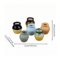 6 Pieces Miniature Ceramic Vase Semi-Glazed Mini Vase Models Realistic Vessel for Collectors, Crafters