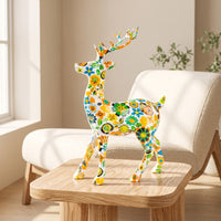 Deer Statue with Antlers Glossy Deer Figurine Tabletop Decor for Living Room, Entryway