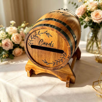 Wooden Barrel Card Storage Bucket for Weddings, Birthdays, Parties, Pub Voting Box, Decorative Storage