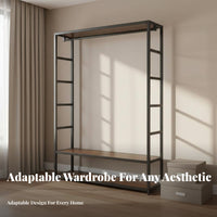 Exposed Concept Unrestricted Standing Closet System Large Capacity Multi-Section Clothing Organizer Space Saving Garment Rack Sturdy Frame for Apartment Dwellers, Homeowners, Families, Bedroom, Dressing Room, Basement