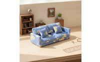 Dollhouse Sofa with Pillows Compact Two Seat Dollhouse Couch Elegant Miniature Double Sofa for Hobbyists