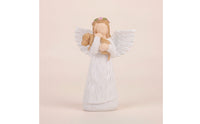 Angel Statue with Dog Hand-Painted Decor Compact for Bedside Table