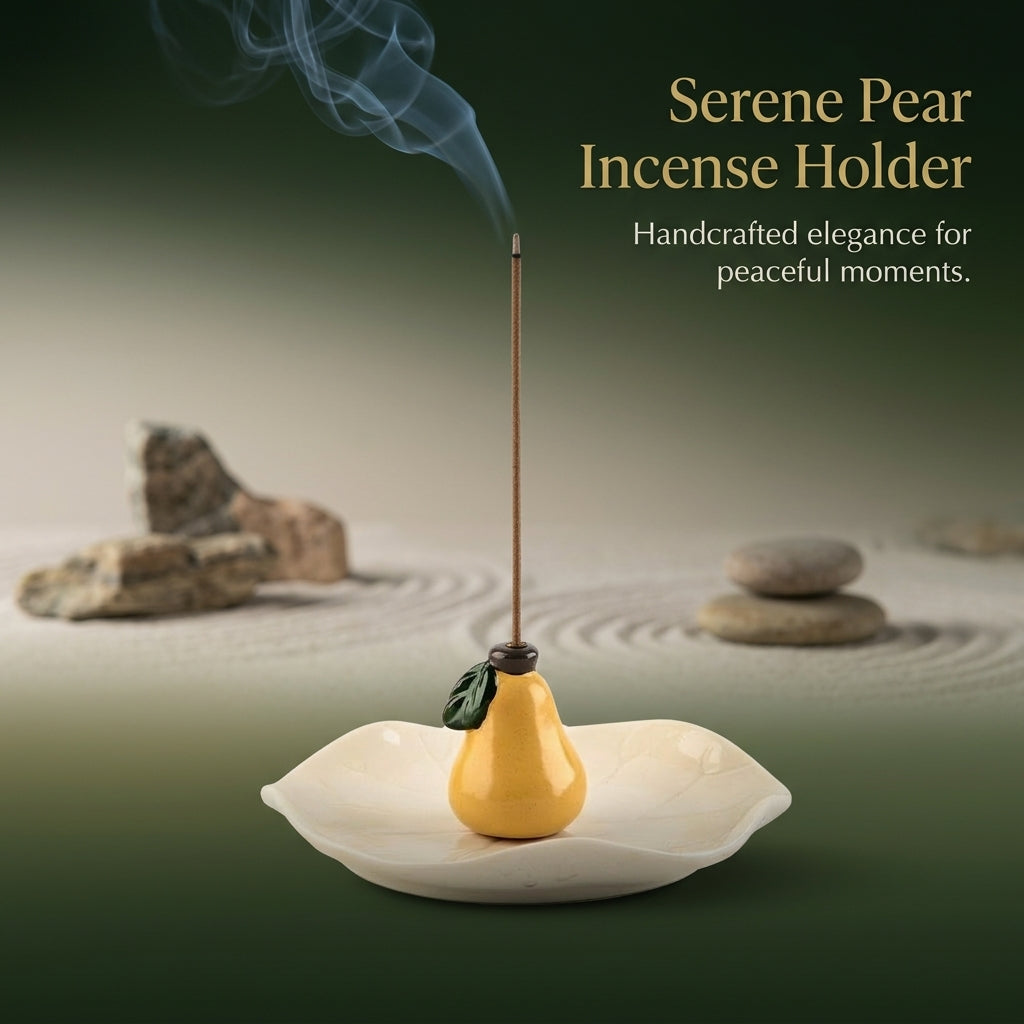 Incense Holder Ceramic with Decorative Design for Home Decor, Ash Catcher Base for Sticks, Office Desk Burner for Meditation