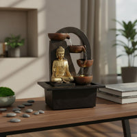 Tabletop Buddha Water Feature Decorative Ornament Buddha Water Feature Resin Material Home Decor for Office