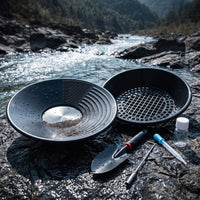 Gold Panning Kit Stepped Pan with Grooves Heavy Duty Sifter for Mineral Hunters, Beginners, Riverbank