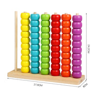 Wooden Bead Stacking Toy Fine Motor Skills Training Rainbow Bead Sorter Early Math Learning Color Sorting Stacking Rings for Preschoolers