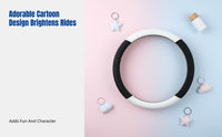 Steering Wheel Cover for Wuling Hongguang Mini EV, Macaron Panda Ears, Four Seasons, Anti-Slip Leather, Universal Decor